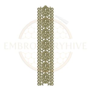Olive Floral Eyelet Lace border embroidery design for machine embroidery, instant download digital floral eyelet lace border pattern for home décor and clothing projects.