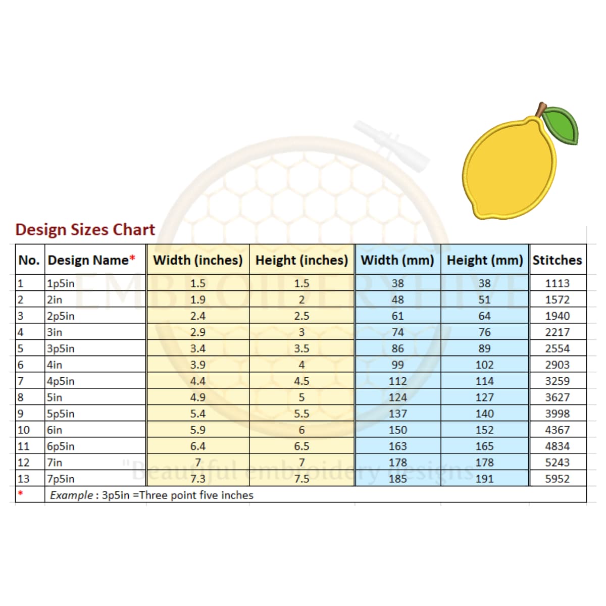 Lemon Applique Embroidery Design (1.5–7.5 inch) - Image 3