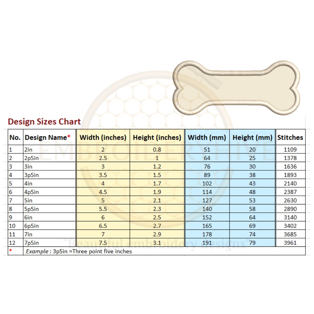 Dog Bone Applique Embroidery Design (2–7.5 inch) - Image 3