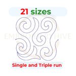 Swirl End to End Quilting Embroidery Design edge to edge quilt block pattern for embroidery and longarm quilting machines, instant digital download.
