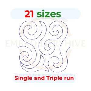 Swirl End to End Quilting Embroidery Design edge to edge quilt block pattern for embroidery and longarm quilting machines, instant digital download.