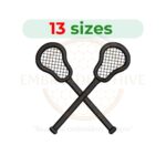 Crossed Lacrosse Sticks embroidery design for machine embroidery, instant download digital file available in 13 sizes from 1.5 to 7.5 inches.