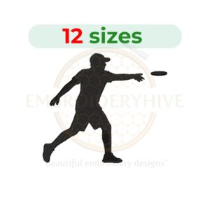 Disc Golf embroidery design for machine embroidery, instant download digital file available in 12 sizes from 2 to 7.5 inches.