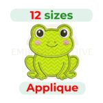 Frog Applique embroidery design for machine embroidery, instant download digital file available in 12 sizes from 2 to 7.5 inches.