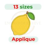 Lemon Applique embroidery design for machine embroidery, instant download digital file available in 13 sizes from 1.5 to 7.5 inches.