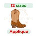 Cowboy Boot Applique embroidery design for machine embroidery, instant download digital file available in 12 sizes from 2 to 7.5 inches.