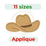 Cowboy Hat Applique embroidery design for machine embroidery, instant download digital file available in 11 sizes from 2.5 to 7.5 inches.