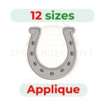 Horseshoe Applique embroidery design for machine embroidery, instant download digital file available in 12 sizes from 2 to 7.5 inches.