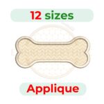 Dog Bone Applique embroidery design for machine embroidery, instant download digital file available in 12 sizes from 2 to 7.5 inches.