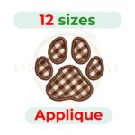Dog Paw Applique embroidery design for machine embroidery, instant download digital file available in 12 sizes from 2 to 7.5 inches.