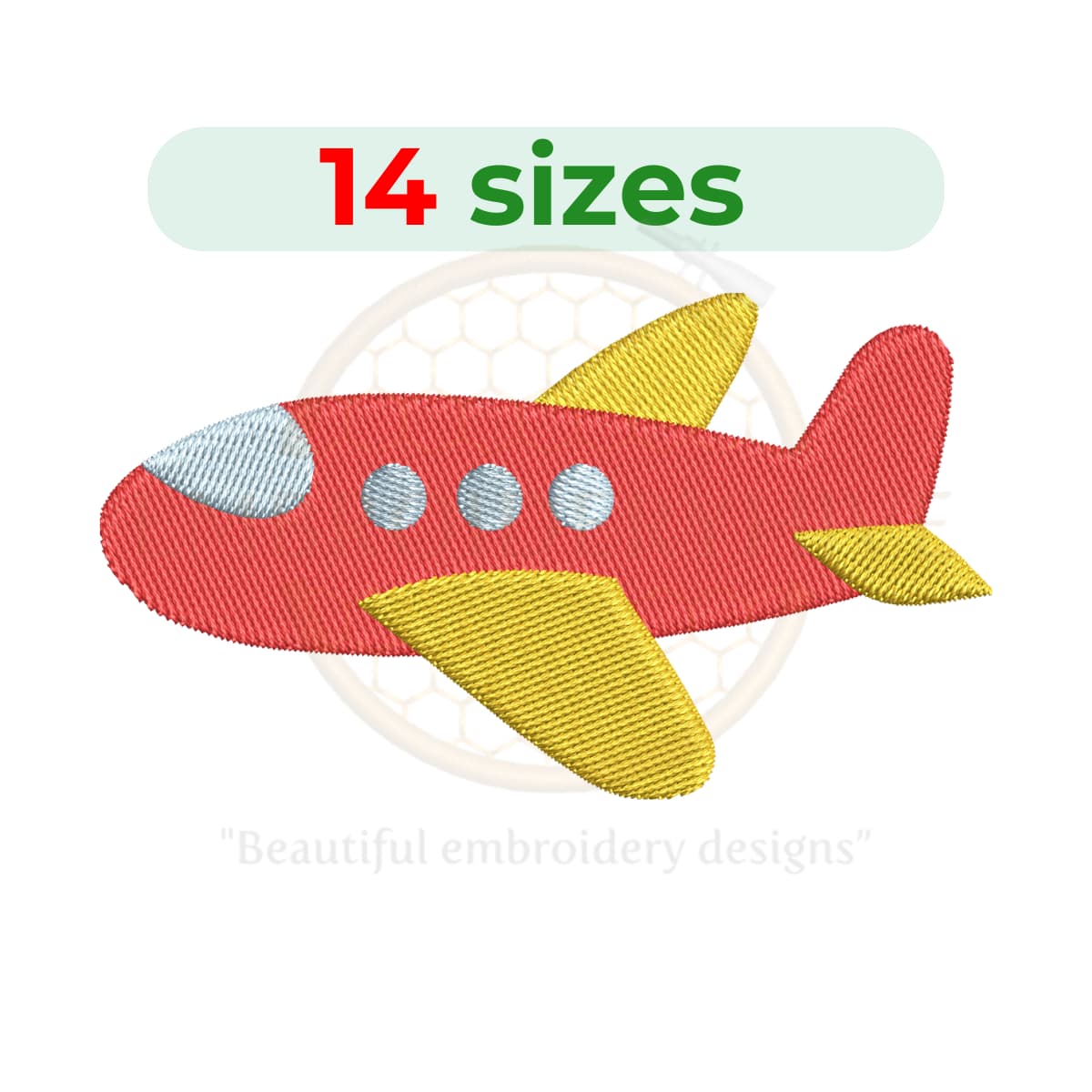 Toy Airplane embroidery design for machine embroidery, instant download digital file available in 14 sizes from 1 to 7.5 inches.