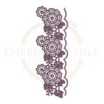 Blooming Flower border embroidery design (E-1153) machine embroidery lace pattern for tablecloths, pillow covers, bedsheets, curtains, towels, dresses, kurtis, kaftans, and home décor. Digital download in multiple embroidery formats.