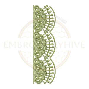 Border Embroidery Design Botanical Leaf Lace Edge (E-1151) digital machine embroidery pattern for tablecloths, bedsheets, pillow covers, curtains, towels, dresses, kurtis, and home décor projects.