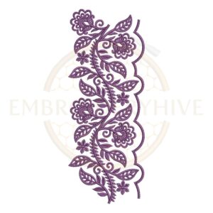 Border Embroidery Design Botanical Vine Lace Edge (E-1143) digital machine embroidery pattern for tablecloths, bedsheets, pillow covers, curtains, towels, dresses, kurtis, and home décor projects.