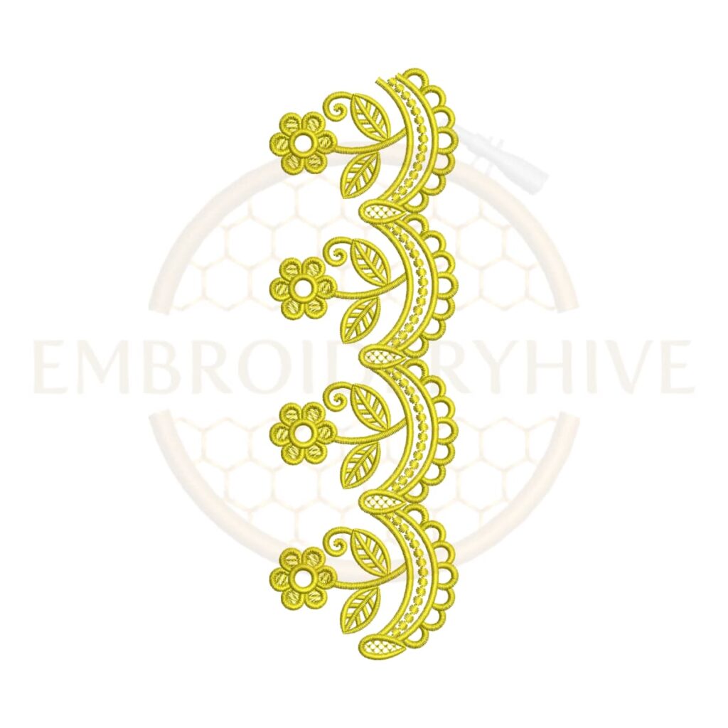 Bow Scallop Lace border machine embroidery design, instant digital download.