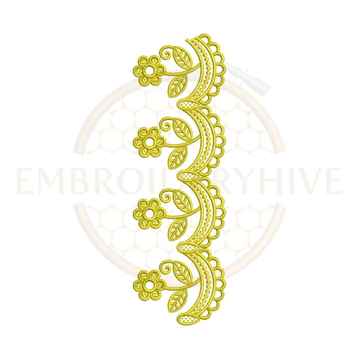 Bow Scallop Lace border machine embroidery design, instant digital download.