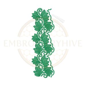 Butterfly Floral Lace border machine embroidery design, instant digital download.