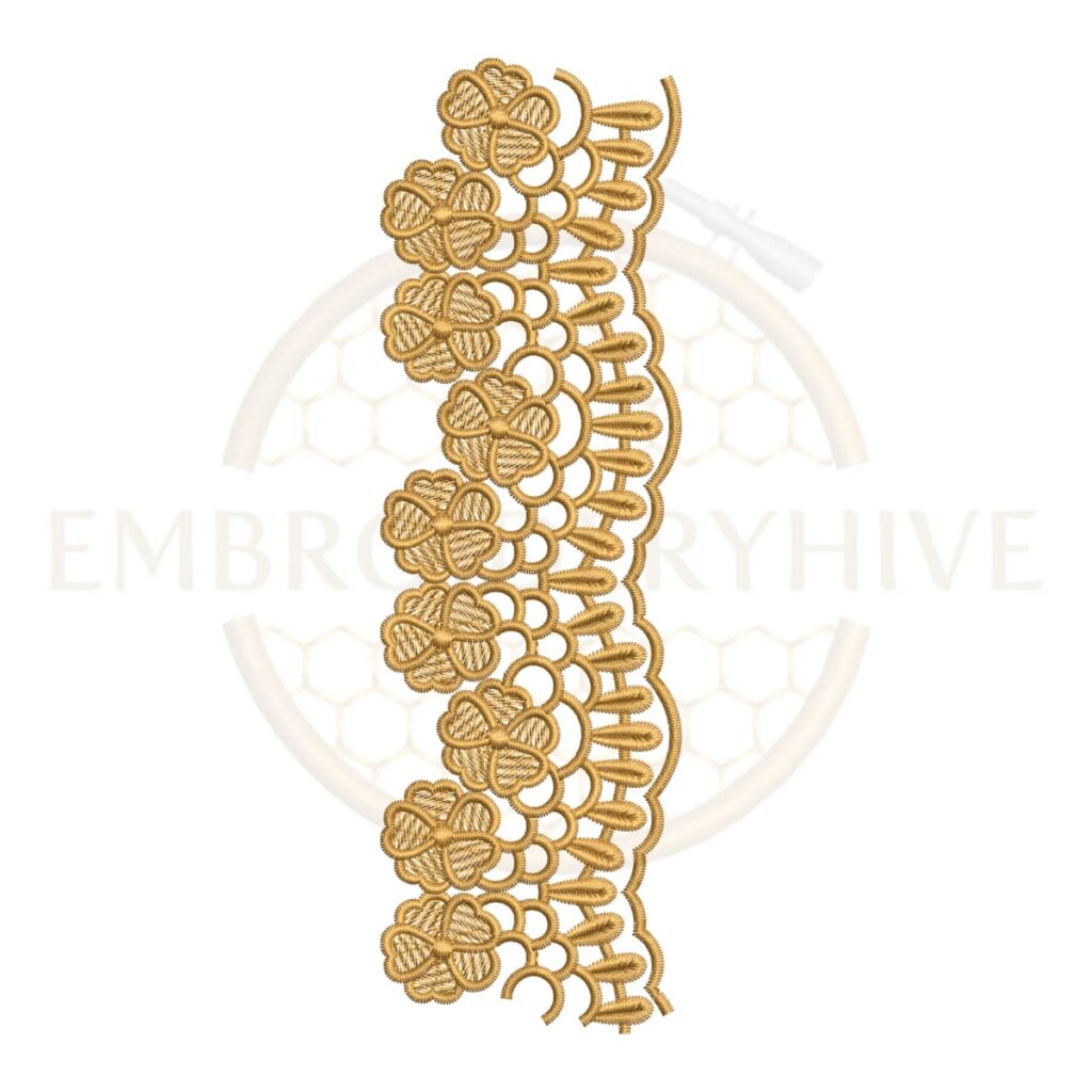 Border Embroidery Design Clover Blossom Edge (E-1149) digital machine embroidery pattern for tablecloths, bedsheets, pillow covers, curtains, towels, dresses, kurtis, and home décor projects.