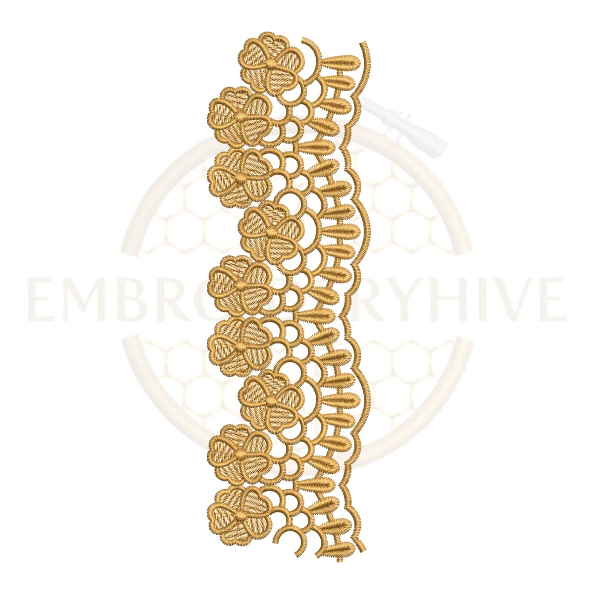 Border Embroidery Design Clover Blossom Edge (E-1149) digital machine embroidery pattern for tablecloths, bedsheets, pillow covers, curtains, towels, dresses, kurtis, and home décor projects.