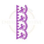 Floral scallop lace border machine embroidery design for home décor.