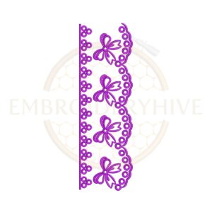 Floral scallop lace border machine embroidery design for home décor.