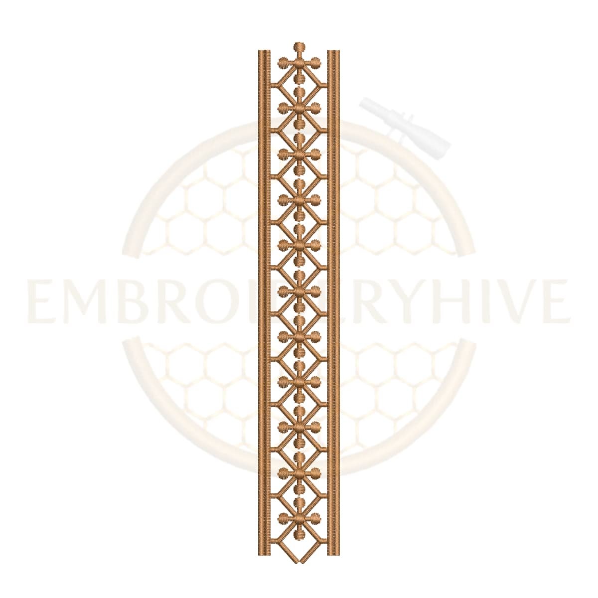 Geometric Ladder border embroidery design (E-1175) machine embroidery border pattern for tablecloths, bedsheets, pillow covers, curtains, towels, dresses, kurtis, kaftans, and home décor. Digital download in multiple embroidery formats.