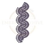 Half Fan Lace border embroidery design (E-1171) machine embroidery lace pattern for tablecloths, bedsheets, pillow covers, curtains, towels, dresses, kurtis, kaftans, and home décor. Digital download in multiple embroidery formats.
