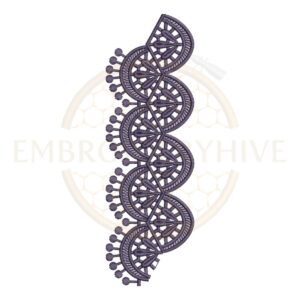 Half Fan Lace border embroidery design (E-1171) machine embroidery lace pattern for tablecloths, bedsheets, pillow covers, curtains, towels, dresses, kurtis, kaftans, and home décor. Digital download in multiple embroidery formats.