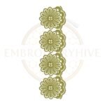 Layered Daisy Lace border embroidery design (E-1168) machine embroidery lace pattern for tablecloths, bedsheets, pillow covers, curtains, towels, dresses, kurtis, kaftans, and home décor. Digital download in multiple embroidery formats.