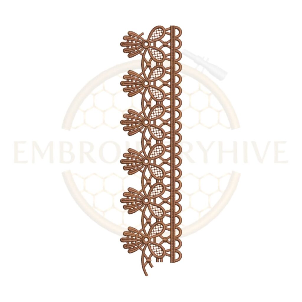 Leaf daisy lace border machine embroidery design for home décor.
