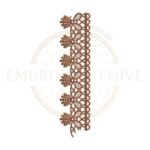 Leaf daisy lace border machine embroidery design for home décor.