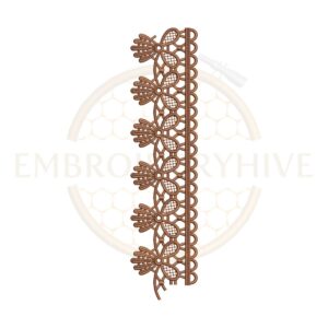 Leaf daisy lace border machine embroidery design for home décor.