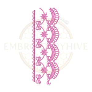Leaf vine lace border machine embroidery design for home décor projects.
