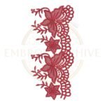 Border Embroidery Design Lily Blossom Scroll (E-1147) digital machine embroidery pattern for tablecloths, bedsheets, pillow covers, curtains, towels, dresses, kurtis, and home décor projects.