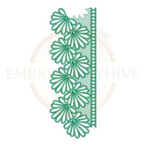 Border Embroidery Design Loop Petal Daisy Lace (E-1139) digital machine embroidery pattern for tablecloths, bedsheets, pillow covers, curtains, towels, dresses, kurtis, and home décor projects.