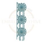 Mandala Lace border embroidery design (E-1169) machine embroidery lace pattern for tablecloths, bedsheets, pillow covers, curtains, towels, dresses, kurtis, kaftans, and home décor. Digital download in multiple embroidery formats.