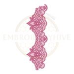 Border Embroidery Design Ornamental Paisley Scallop Lace (E-1145) digital machine embroidery pattern for tablecloths, bedsheets, pillow covers, curtains, towels, dresses, kurtis, and home décor projects.