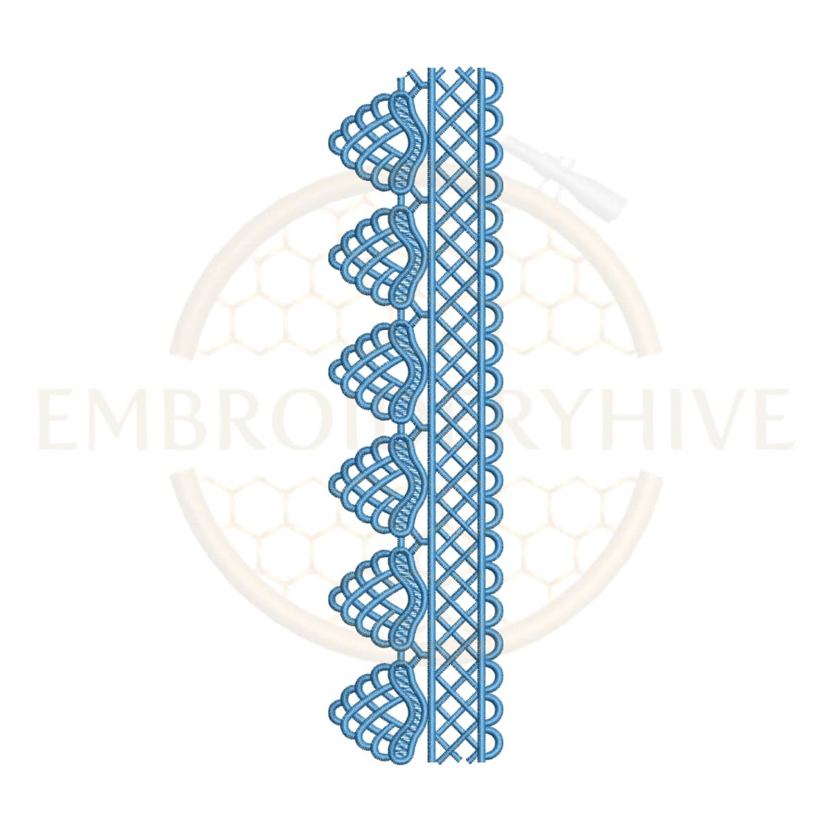 Petal Floral Lace border machine embroidery design, instant digital download.