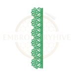 Scalloped fan lace border machine embroidery design for home décor.