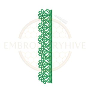Scalloped fan lace border machine embroidery design for home décor.