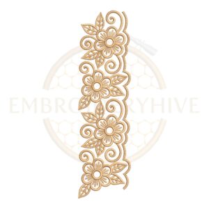 Vintage Scroll border embroidery design (E-1174) machine embroidery lace pattern for tablecloths, bedsheets, pillow covers, curtains, towels, dresses, kurtis, kaftans, and home décor. Digital download in multiple embroidery formats.