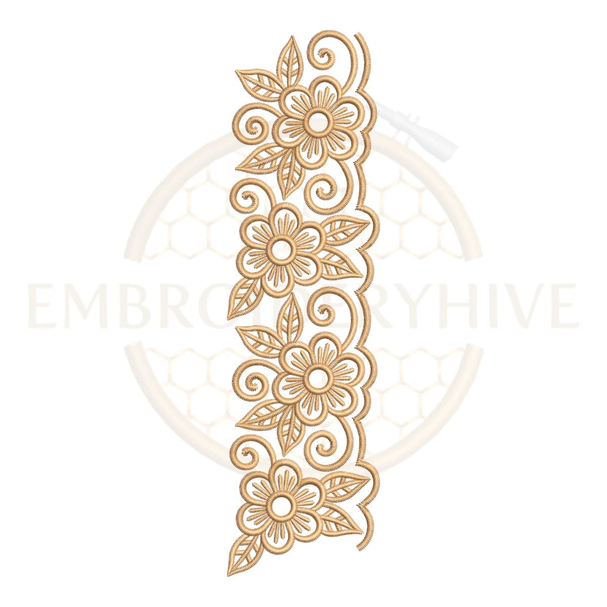 Vintage Scroll border embroidery design (E-1174) machine embroidery lace pattern for tablecloths, bedsheets, pillow covers, curtains, towels, dresses, kurtis, kaftans, and home décor. Digital download in multiple embroidery formats.