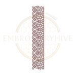 Machine embroidery design featuring an arched daisy chain lace border (Design E-1166).