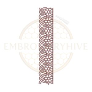 Machine embroidery design featuring an arched daisy chain lace border (Design E-1166).