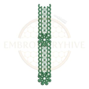 Border Embroidery Design Elegant Daisy Lace Edge (E-1141) digital machine embroidery pattern for tablecloths, bedsheets, pillow covers, curtains, towels, dresses, kurtis, and home décor projects.