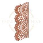 Border Embroidery Design Ornamental Fan Edge (E-1142) digital machine embroidery pattern for tablecloths, bedsheets, pillow covers, curtains, towels, dresses, kurtis, and home décor projects.