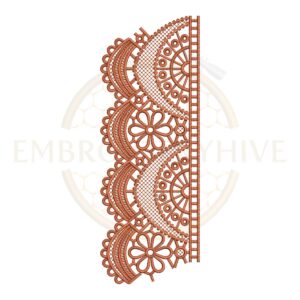 Border Embroidery Design Ornamental Fan Edge (E-1142) digital machine embroidery pattern for tablecloths, bedsheets, pillow covers, curtains, towels, dresses, kurtis, and home décor projects.