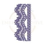 Machine embroidery design featuring a pointed foliage grid edge lace border (Design E-1161).
