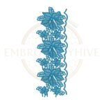 Machine embroidery design featuring a starflower foliage guipure lace border (Design E-1158).