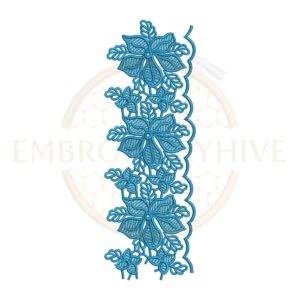 Machine embroidery design featuring a starflower foliage guipure lace border (Design E-1158).